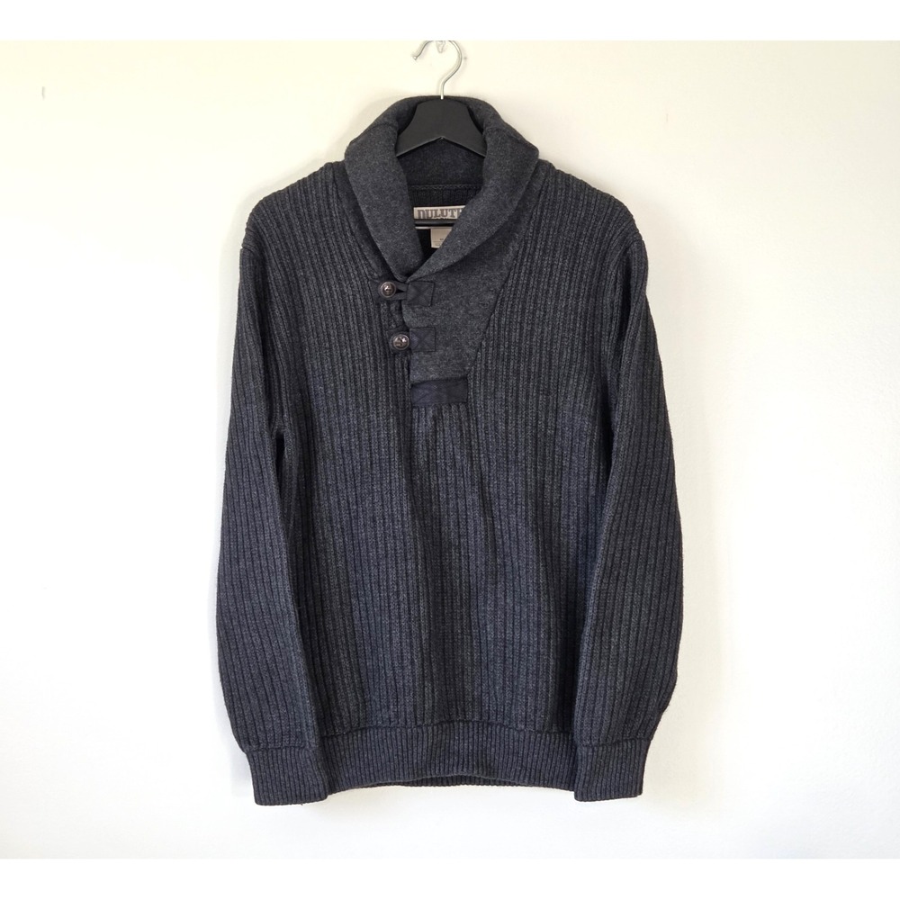 Duluth Men's Shawl Collar Sweater Size M Cotton Wool Fisherman